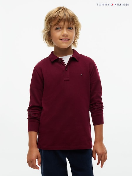 Red - Tommy Hilfiger Essential Regular Fit Long Sleeve Polo Shirt