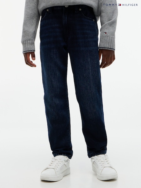 Blue - Tommy Hilfiger Flag Embroidery Straight Jeans