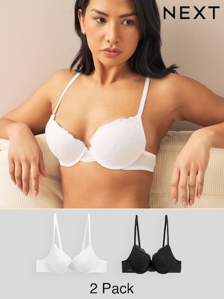 Black/White Lace Bras 2 Pack B-E (606139) | £26