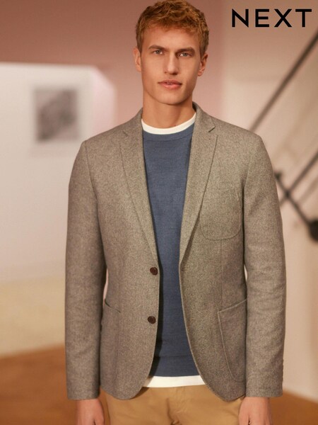 Light Grey Slim Fit Nova Fides Signature Three Button Blazer (606195) | £17