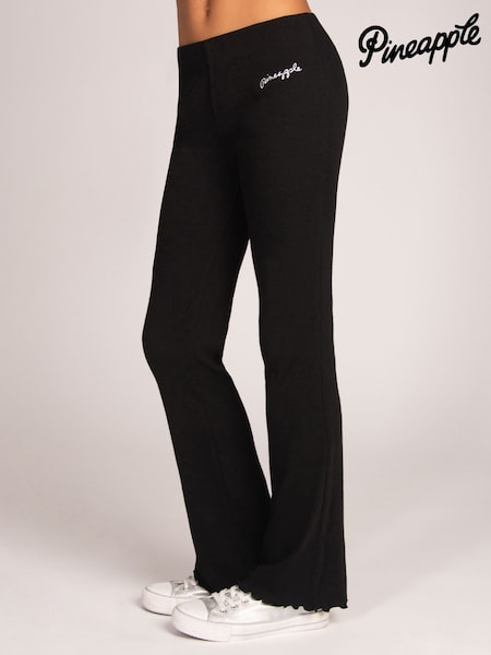 Black - Pineapple Rib Flare Legging Trousers
