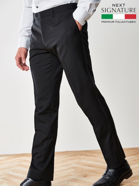 Black Slim Fit Signature Tollegno Wool Suit: Trousers (606666) | £69