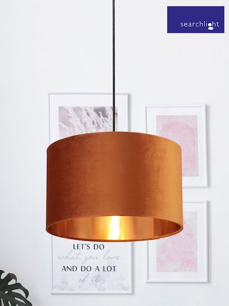 Searchlight Orange Josie Velvet Rose Gold Inner Easy Fit Shade 40cm (609133) | £33