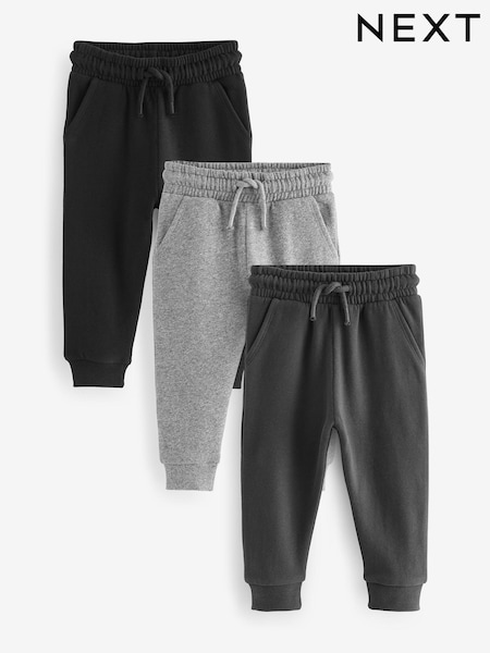 Black/Charcoal/Grey Soft Touch Joggers 3 Pack (3mths-7yrs) (609371) | £22 - £26