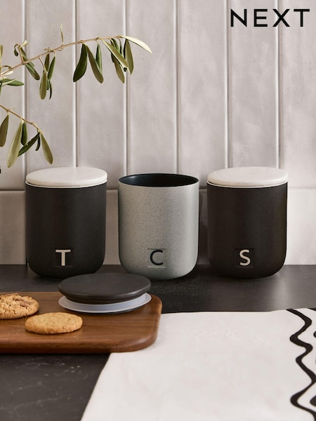 Set of 3 Black/Grey Otis Storage Jars (609636) | £36