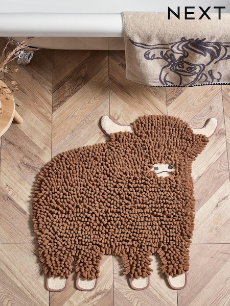 Brown Hamish Plush Bobble Shaped Bath Mat (609839) | £20