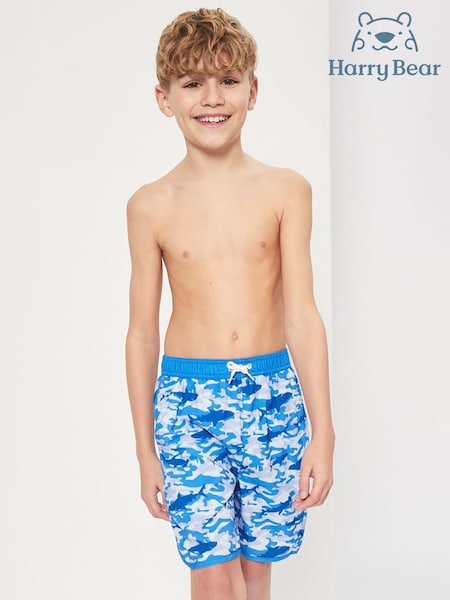 Harry Bear Blue Boys Camo Swim Shorts (610466) | £13