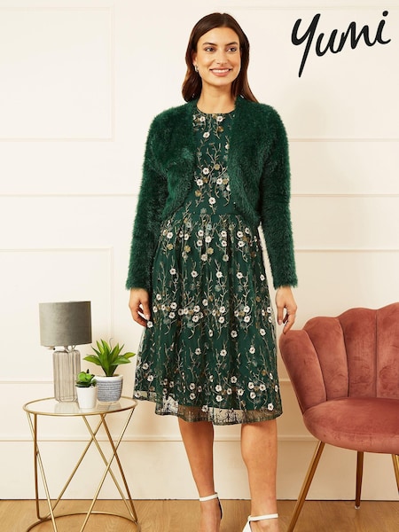 Yumi Green Eyelash Knit Bolero (610992) | £36