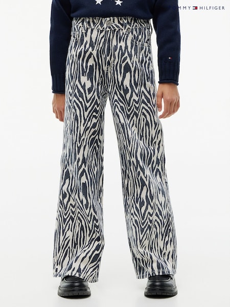 Blue - Tommy Hilfiger Mabel Zebra High Rise Wide Leg Jeans