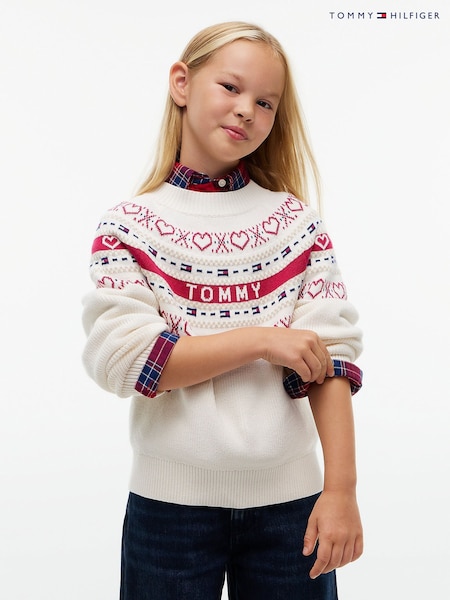Cream - Tommy Hilfiger Intarsia Fair Isle Relaxed Jumper
