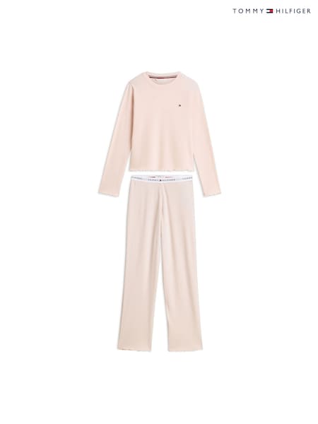 Pink - Tommy Hilfiger Signature Logo Waistband Ribbed Pyjama Set