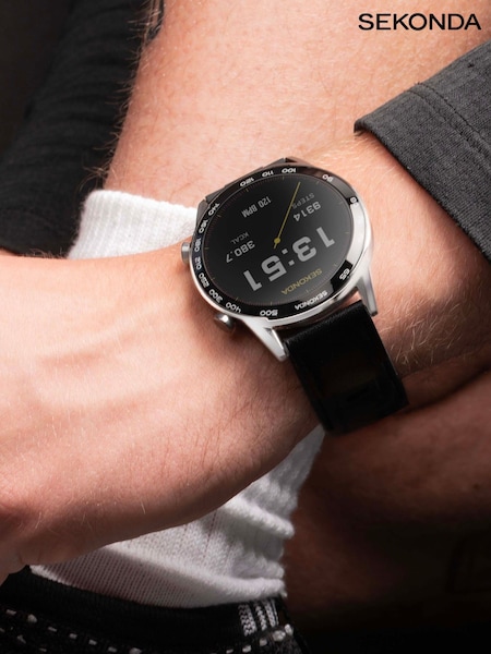 Sekonda Active Plus Black Leather Strap Smart Watch (611550) | £100