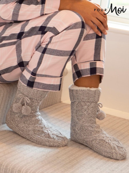 Pour Moi Grey Cosy Cable Knit Socks (611942) | £18