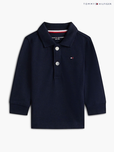 Blue - Tommy Hilfiger Essential Regular Fit Long Sleeve Polo Shirt