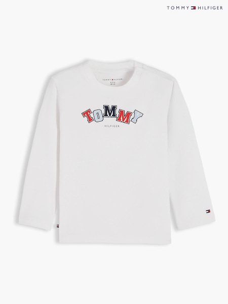 White - Tommy Hilfiger Logo Long Sleeve T-shirt