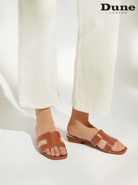 Dune London Tan Brown Standard Fit Loupe Smart Slider Sandals (612957) | £99