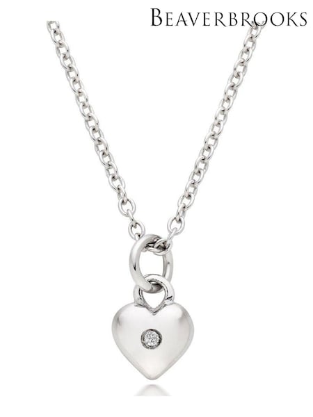 Beaverbrooks Children's Mini B Silver Diamond Heart Pendant (612963) | £95