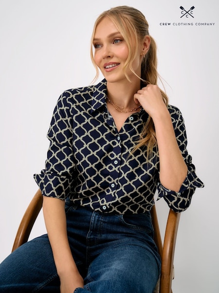 Blue - Crew Clothing Viscose Twill Drapey Shirt