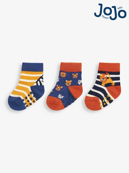 JoJo Maman Bébé Blue 3-Pack Safari Socks (613827) | £9.50