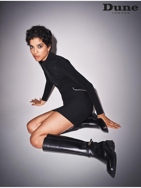 Dune London Black City Smart Tia Knee High Boots (614262) | £179