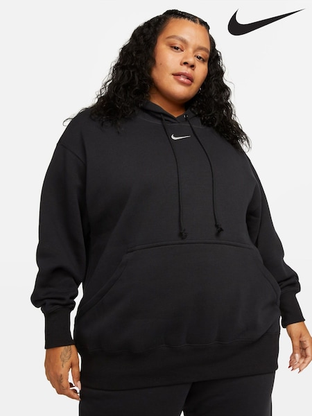 Nike Black Curve Sportswear Phoenix Fleece Oversized Pullover Hoodie (614876) | £60