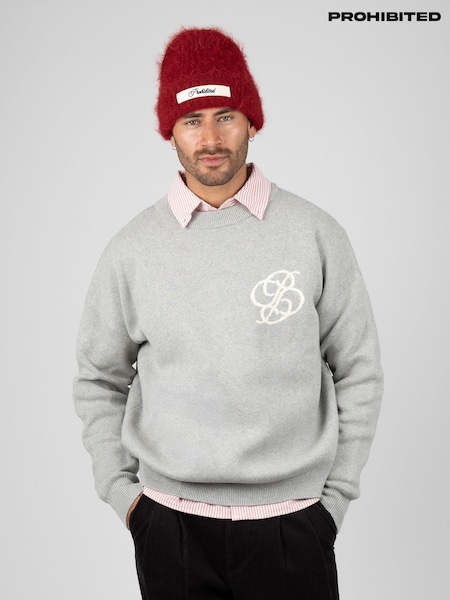 Grey - Regular Prohibited Academy Knit Sweater