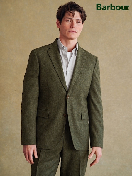 Barbour® Green Donegal Slim Fit Suit Jacket (615641) | £250