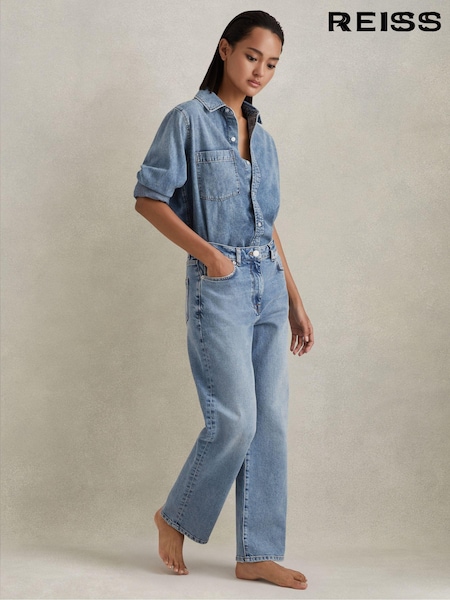 Reiss Light Blue Selin Mid Rise Straight Leg Jeans (615940) | £120