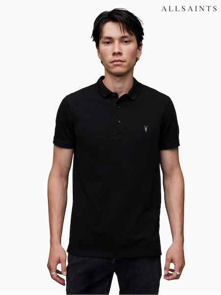 AllSaints Black 100% Cotton Reform Polo Shirt (616169) | £69