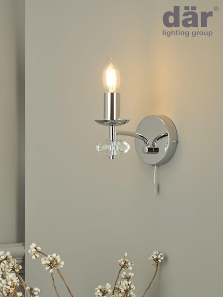 Dar Lighting Silver Oleana Wall Light (616433) | £25
