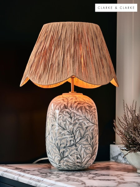 Clarke and Clarke Natural Willow Boughs Scalloped Table Lamp (617627) | £145