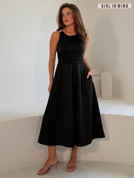 Black - Girl In Mind Annalise Trim Midi Dress