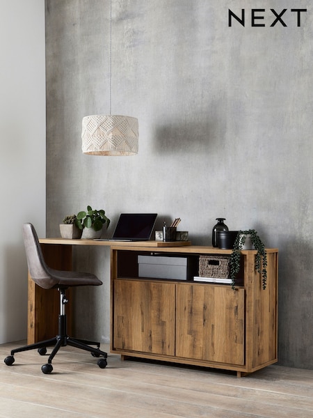 Dark Natural Bronx Oak Effect Swivel Desk (618186) | £450