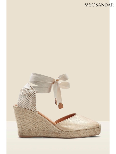 Sosandar Natural Leather Perla Wedge Espadrille (618731) | £69
