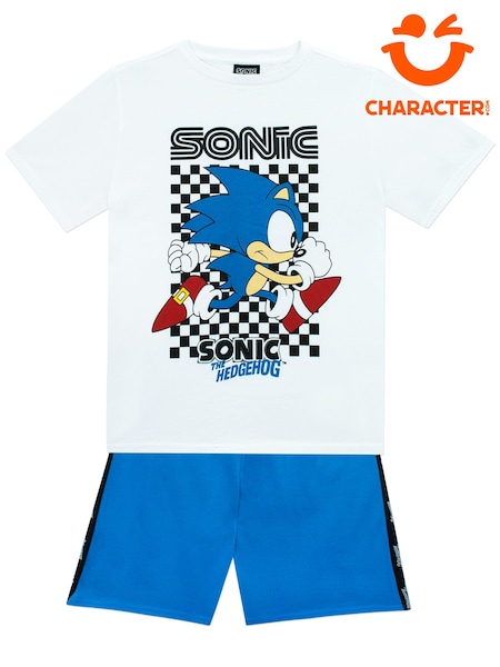 Character White/Blue Sonic 100% Cotton T-Shirt and Shorts Set (619291) | £21