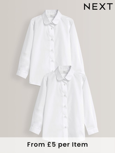 White 2 Pack Long Sleeve Curved Collar School Shirt (3-16yrs) (619365) | £10 - £15