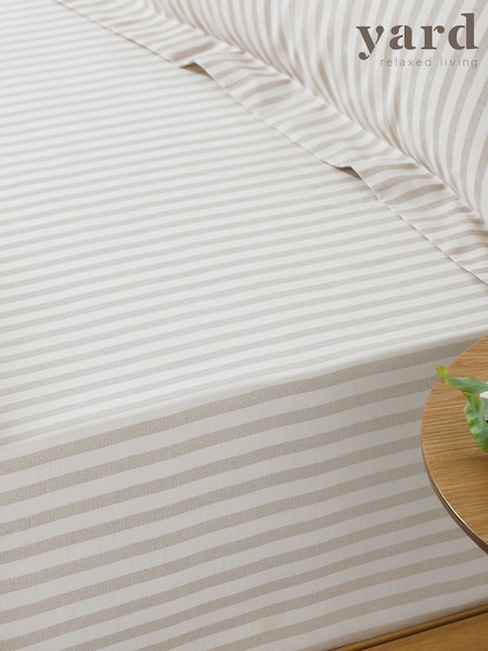Yard Natural Beige Hebden Striped 100% Cotton Fitted Sheet (619651) | £17 - £26