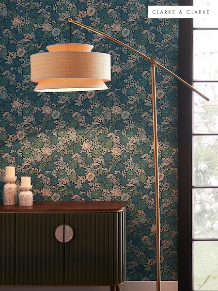 Clarke and Clarke Brass/Natural Loretta Floor Lamp (620072) | £225