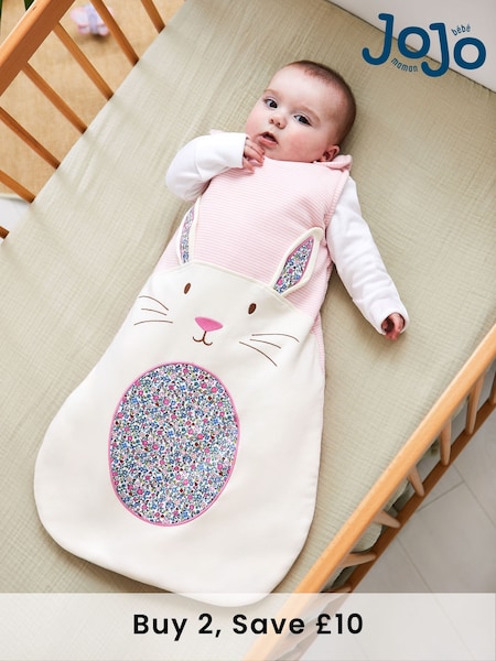 JoJo Maman Bébé Pink Bunny Appliqué 2.5 Tog Baby Sleeping Bag (620108) | £32