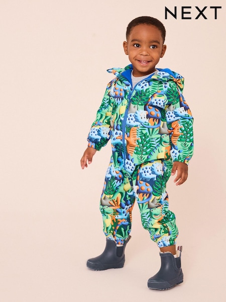 Green Waterproof Warm Padded Fleece Lined Puddlesuit (3mths-7yrs) (620153) | £11 - £13