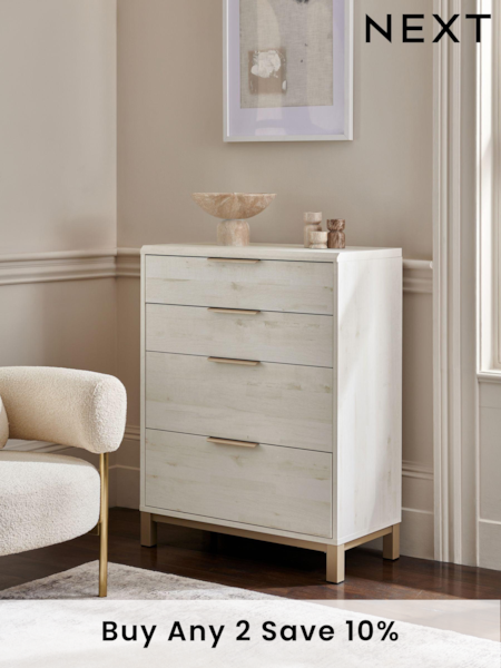 White Bronx Oak Effect 4 Drawer Chest of Drawers (620367) | £350