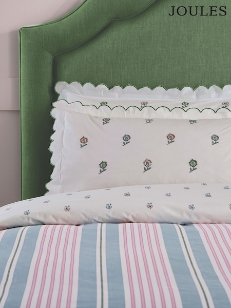 Joules Come Rain Or Shine Embroidered Scallop Pillowcase Pair
