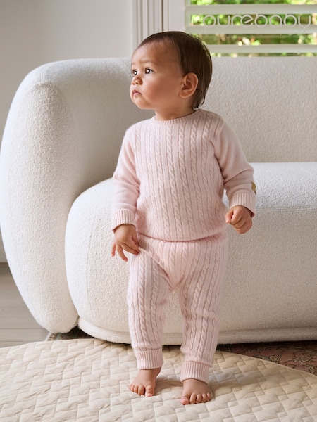 Pink - Purebaby Cashmere Cable Stitch Jumper