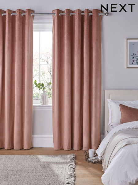 Pink Blush Matte Velvet Blackout/Thermal Curtains (621373) | £50 - £135
