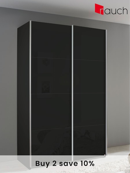 Rauch Dark Grey 1.3m Sliding Courtney Glass Semi Fitted Wardrobe (622261) | £714