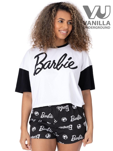 Vanilla Underground Ladies Barbie Print Licensing 100% Cotton Black Short Pyjamas (622625) | £25