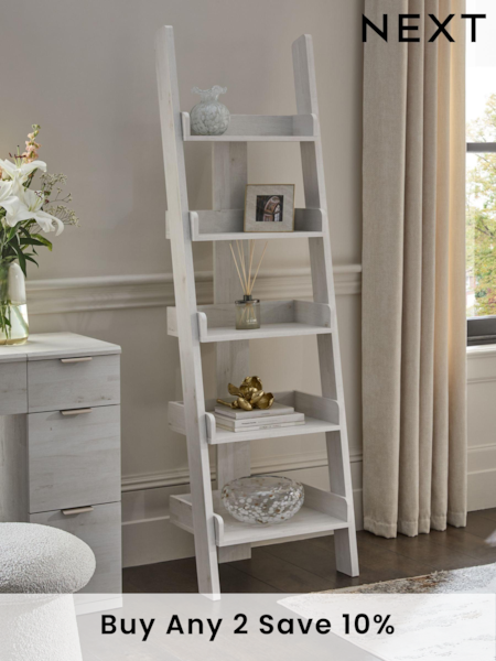 White Bronx Oak Effect Ladder Shelf (623178) | £225