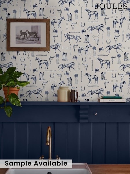 Joules Sketched Equestrian Print Wallpaper 10m