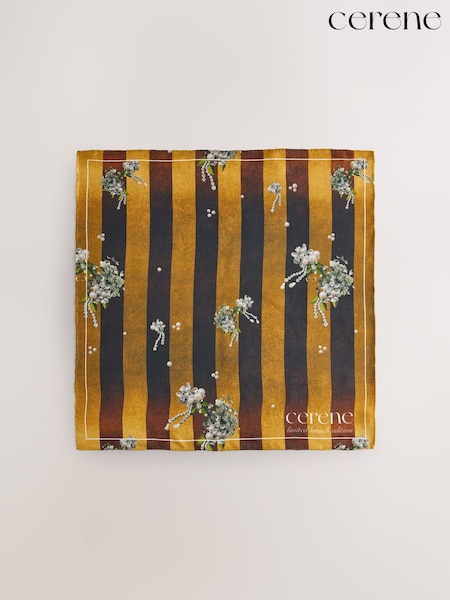 Gold Cerenity Floral Print - Cerene Square Scarf