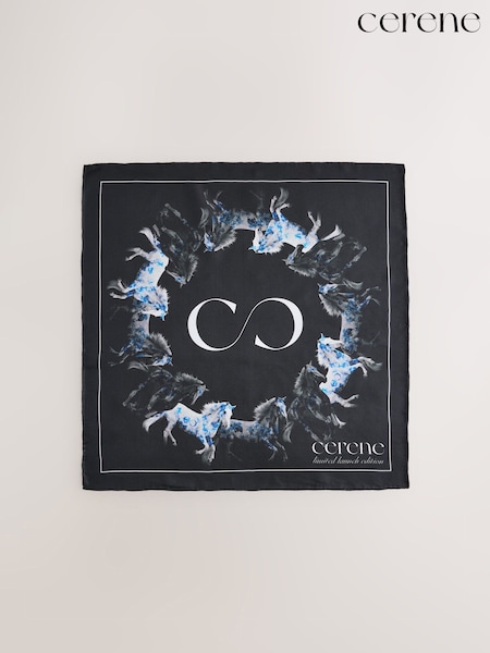 Black Elegance Horse Print - Cerene Square Scarf